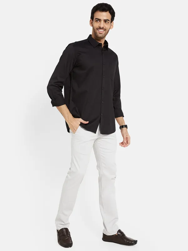 METTLE Men Black Opaque Casual Shirt