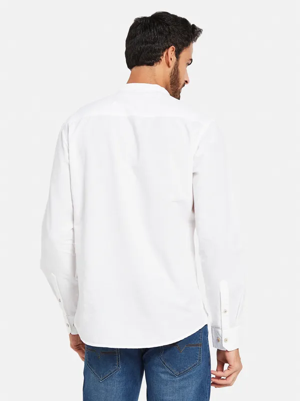 METTLE Men White Opaque Casual Shirt