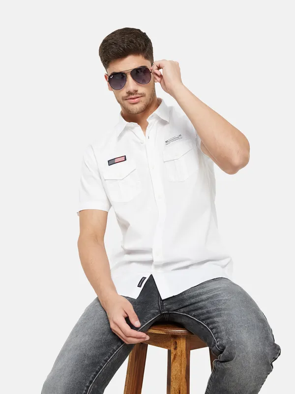 Half Sleeve Shirt with Double Chest Pockets