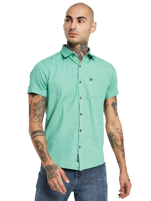 METTLE Men Printed Cotton Casual Shirt