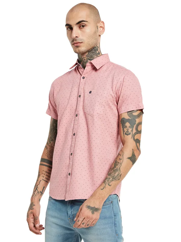 METTLE Micro Ditsy Printed Cotton Casual Shirt