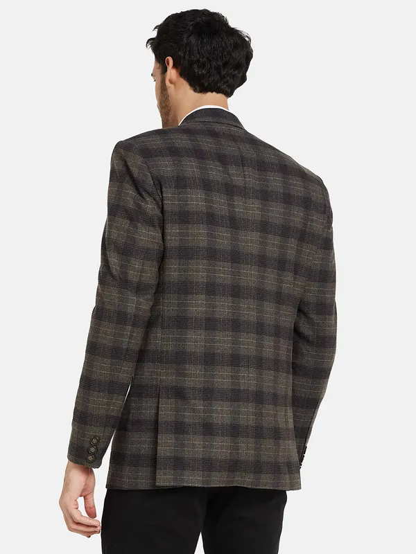 METTLE Men Checked Single Breasted Coat