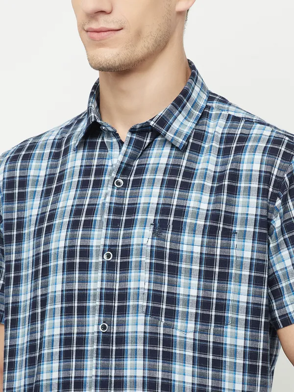 METTLE Men Blue Tartan Checks Checked Casual Shirt