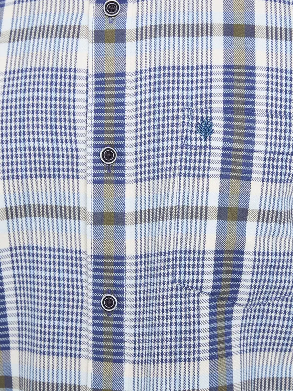 METTLE Men Blue Checked Casual Shirt