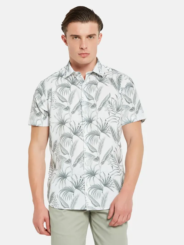 METTLE Tropical Printed Spread Collar Cotton Casual Shirt