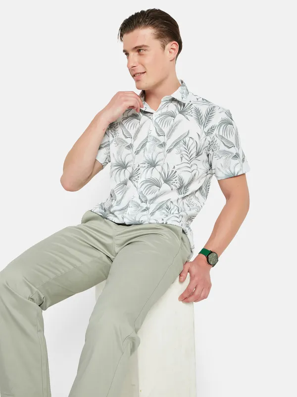 METTLE Tropical Printed Spread Collar Cotton Casual Shirt