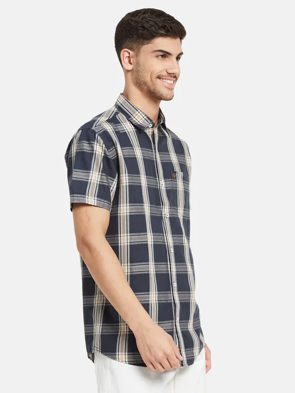 Contrast Check Half Sleeve Shirt