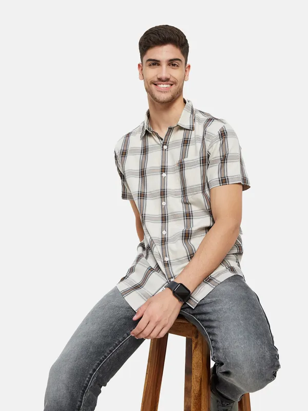 Contrast Check Half Sleeve Shirt