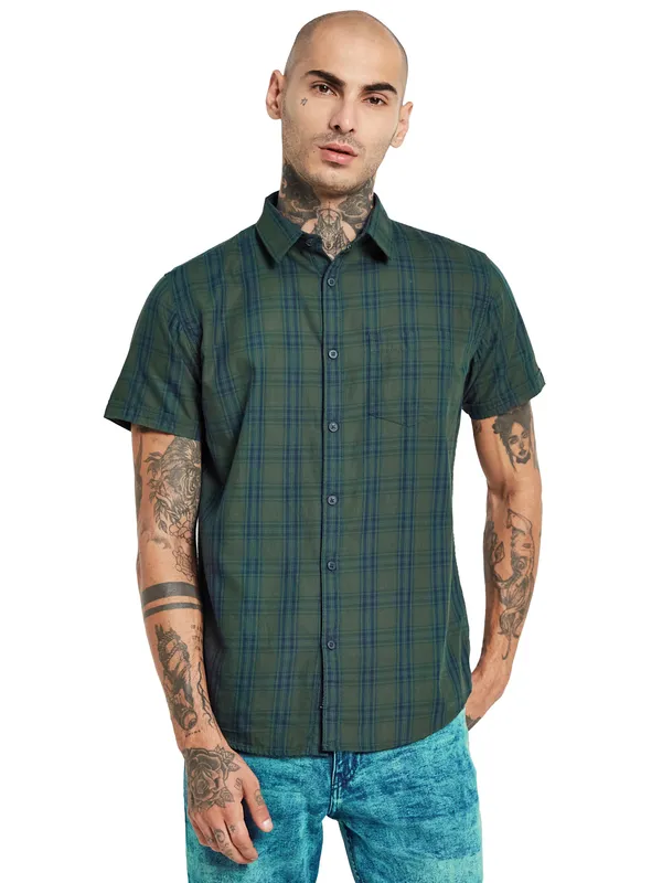 METTLE Opaque Checked Cotton Casual Shirt