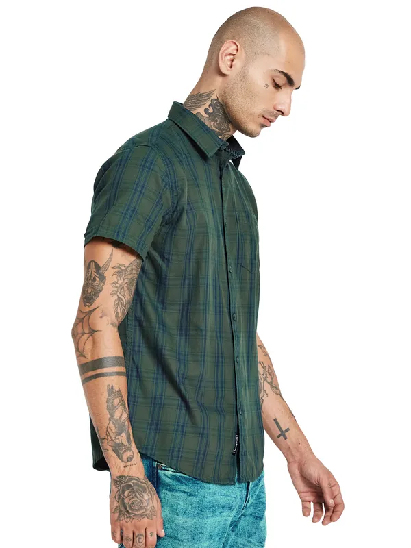 METTLE Opaque Checked Cotton Casual Shirt