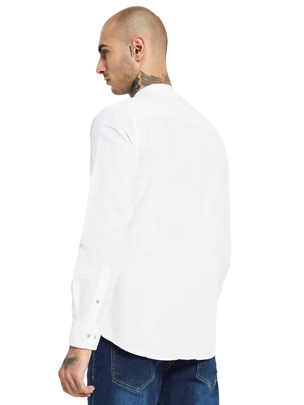 METTLE Mandarin Collar Opaque Casual Shirt
