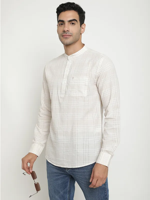 METTLE Men White Opaque Casual Shirt