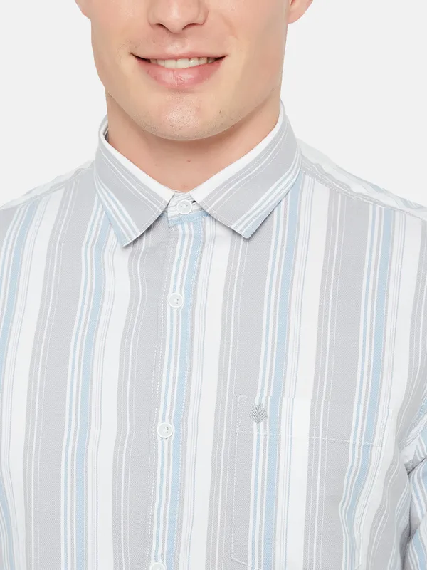 METTLE Vertical Striped Cotton Casual Shirt