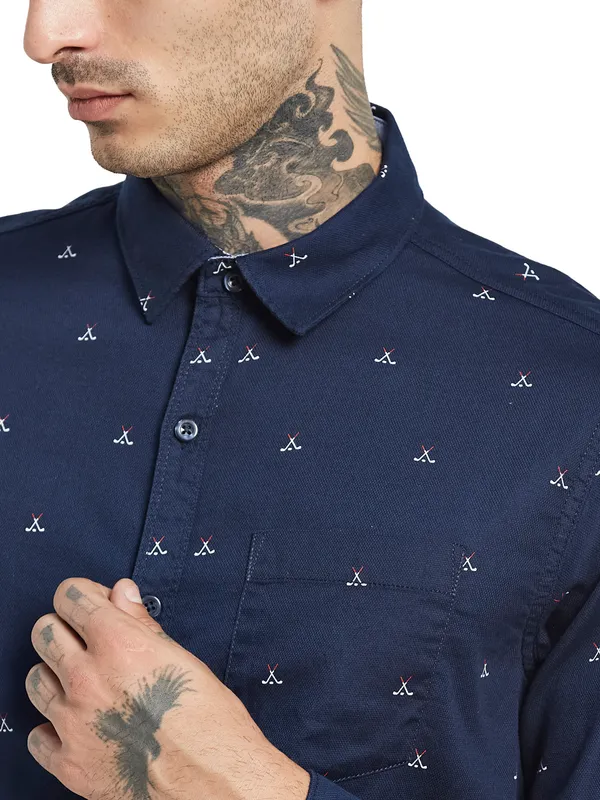 METTLE Opaque Printed Casual Shirt