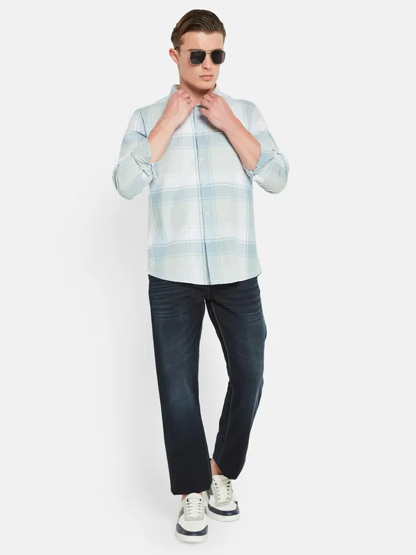 METTLE Tartan Checked Spread Collar Cotton Casual Shirt