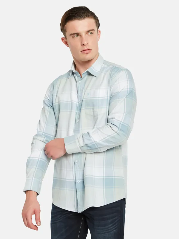 METTLE Tartan Checked Spread Collar Cotton Casual Shirt