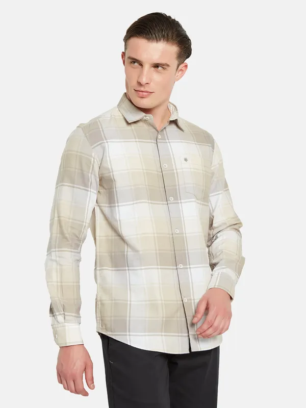 METTLE Tartan Checked Spread Collar Cotton Casual Shirt