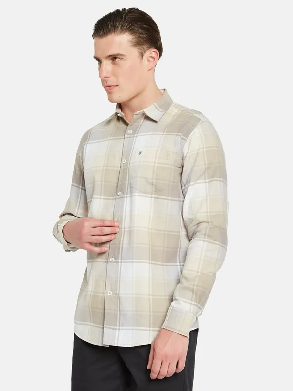 METTLE Tartan Checked Spread Collar Cotton Casual Shirt