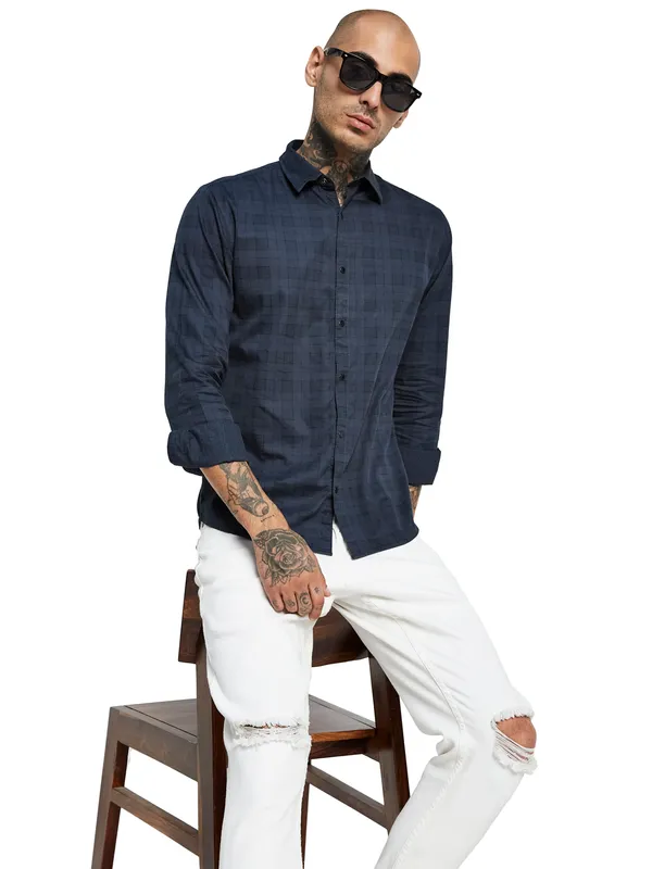METTLE Opaque Checked Casual Shirt