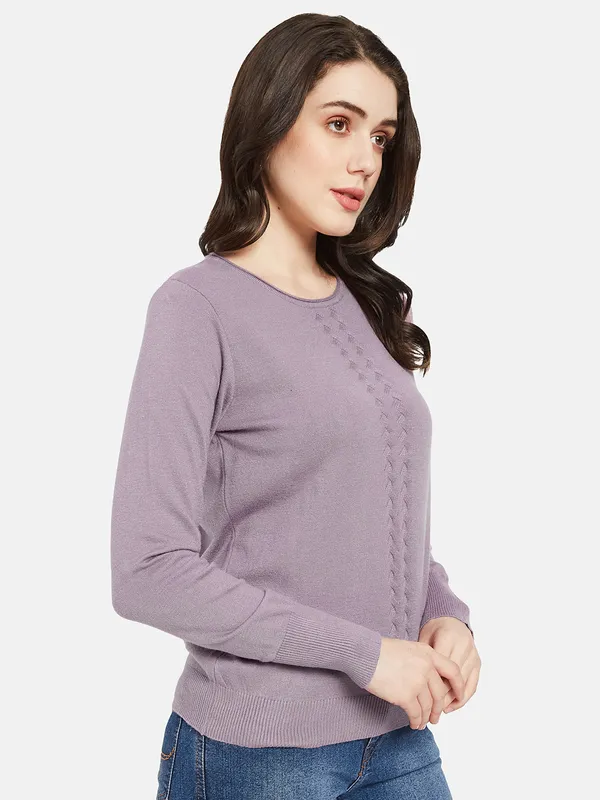 METTLE Women Purple Cable Knit Pullover