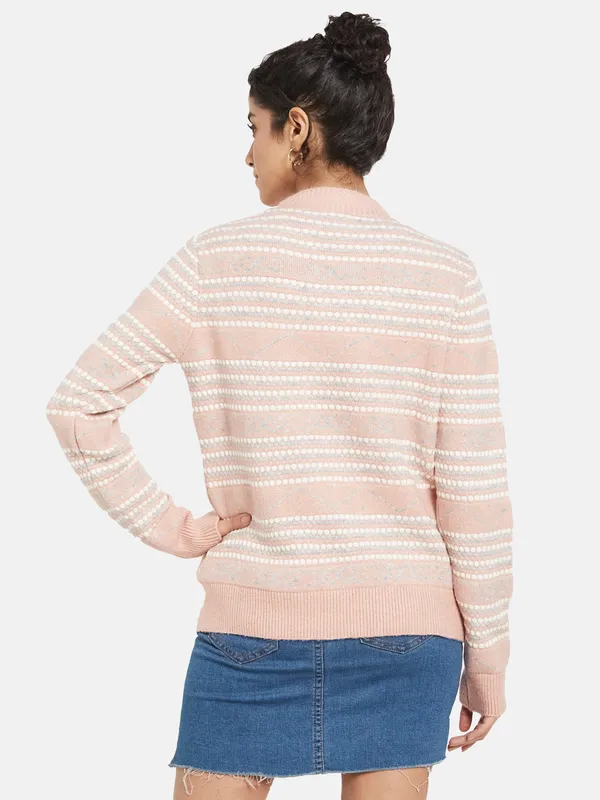 METTLE Women Pink Striped Pullover