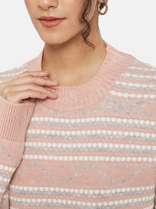 METTLE Women Pink Striped Pullover