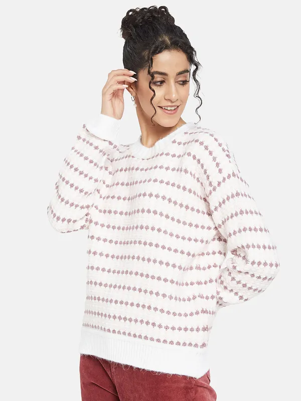 METTLE Women Pink Printed Pullover