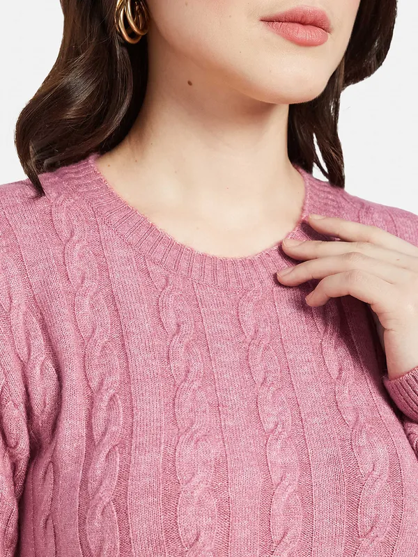 METTLE Women Pink Striped Pullover