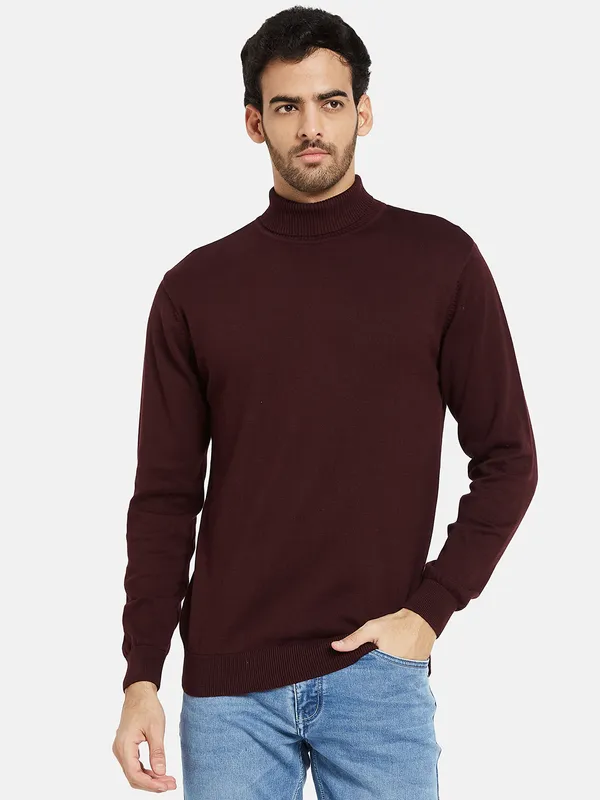 METTLE Men Maroon Pullover