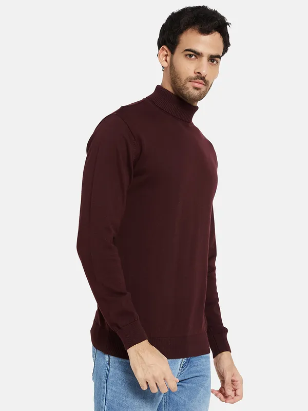 METTLE Men Maroon Pullover