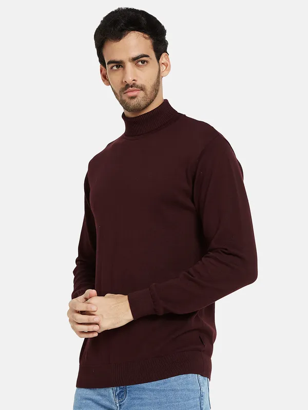 METTLE Men Maroon Pullover