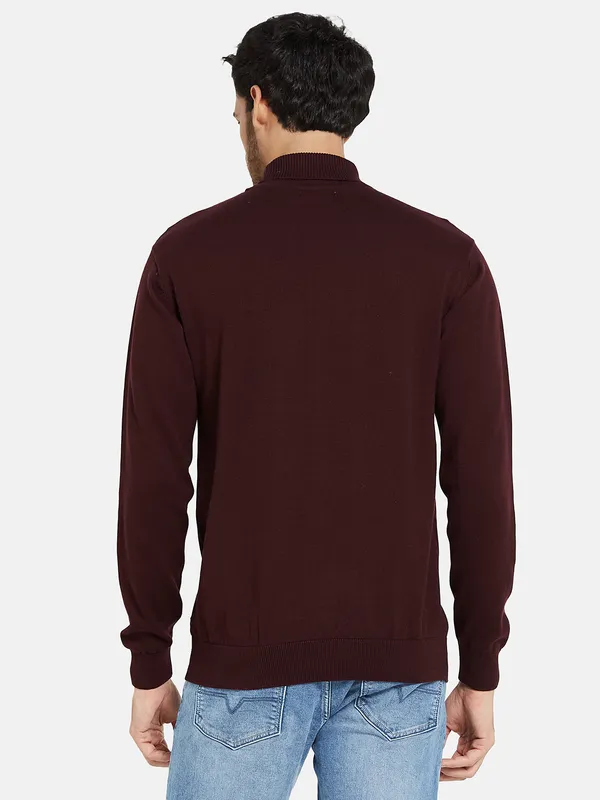 METTLE Men Maroon Pullover