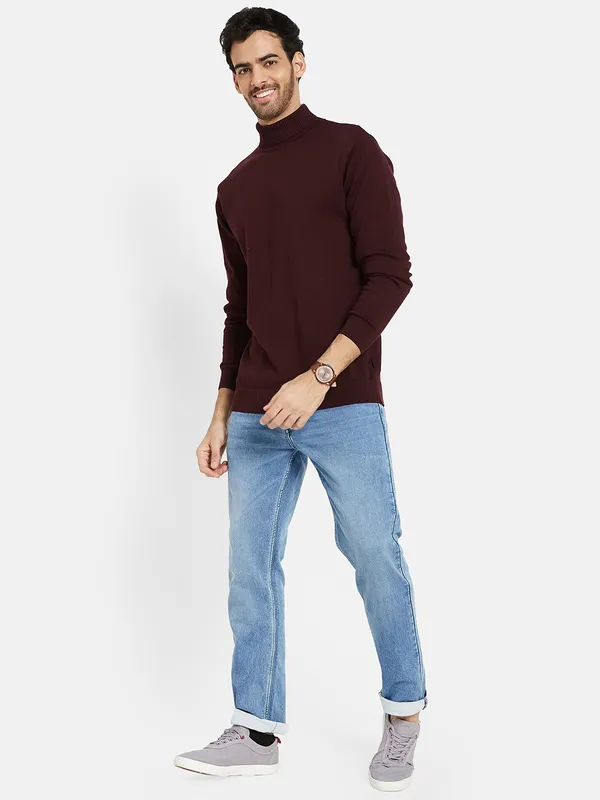 METTLE Men Maroon Pullover