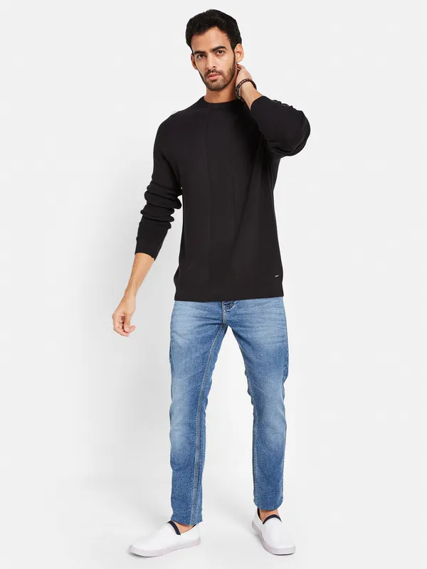 Ribbed Long Sleeves Cotton Pullover