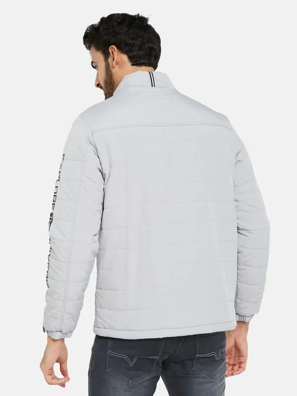 METTLE Men Grey Colourblocked Bomber Jacket