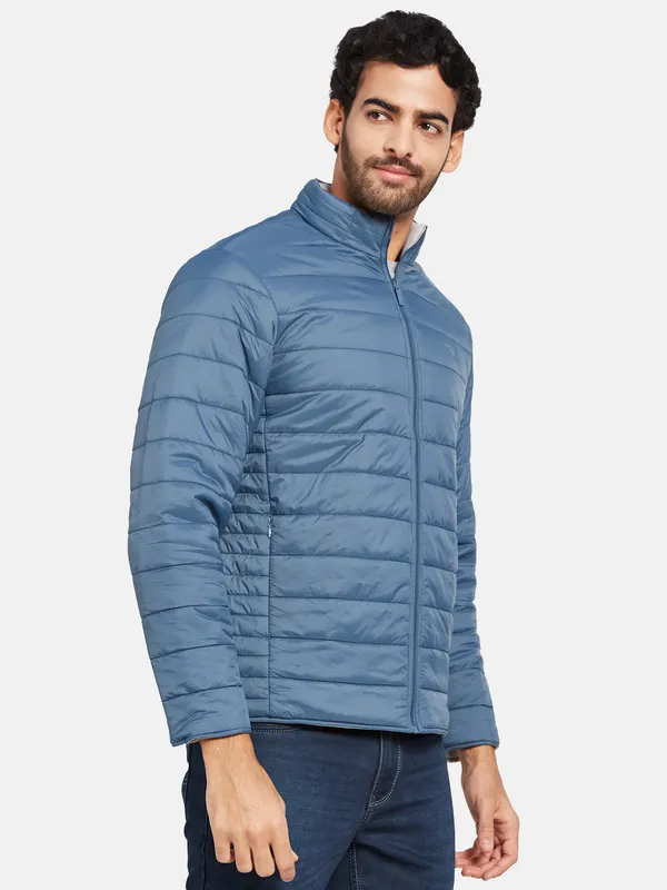 METTLE Men Blue Woven Jacket