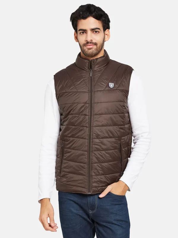 METTLE Men Maroon Woven Jacket