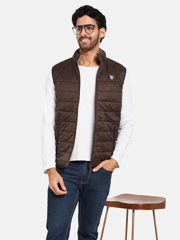 METTLE Men Maroon Woven Jacket