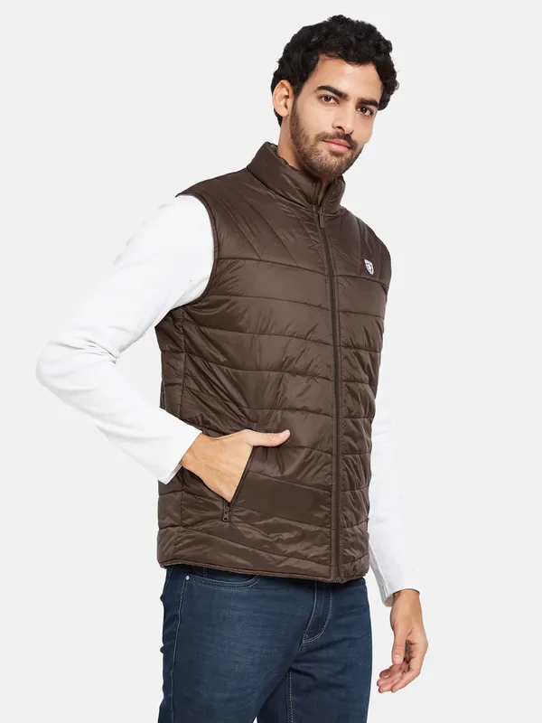 METTLE Men Maroon Woven Jacket