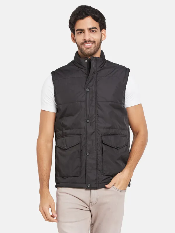 METTLE Men Black Woven Jacket