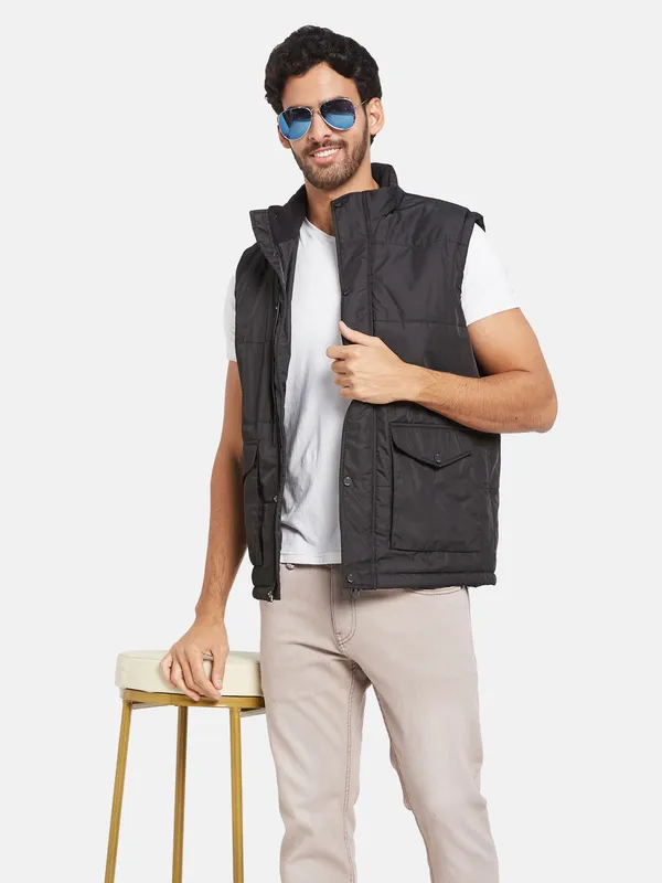 METTLE Men Black Woven Jacket