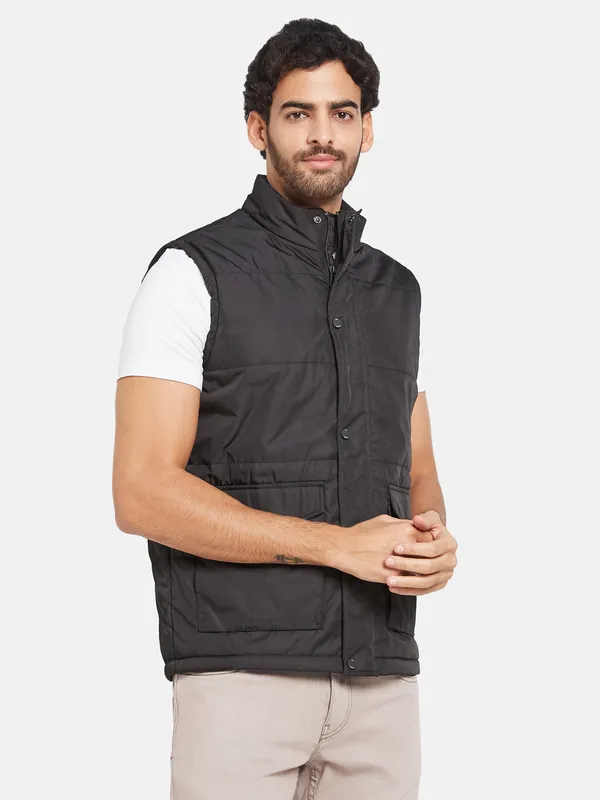 METTLE Men Black Woven Jacket