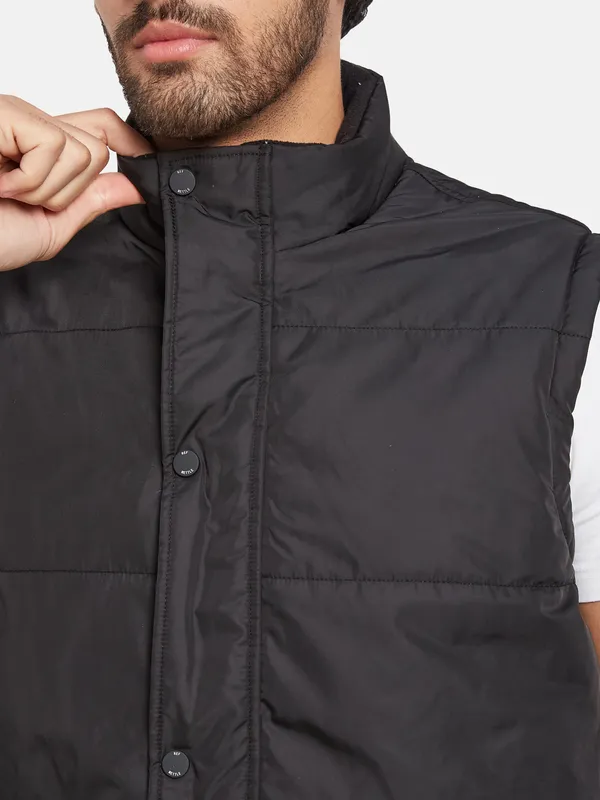 METTLE Men Black Woven Jacket