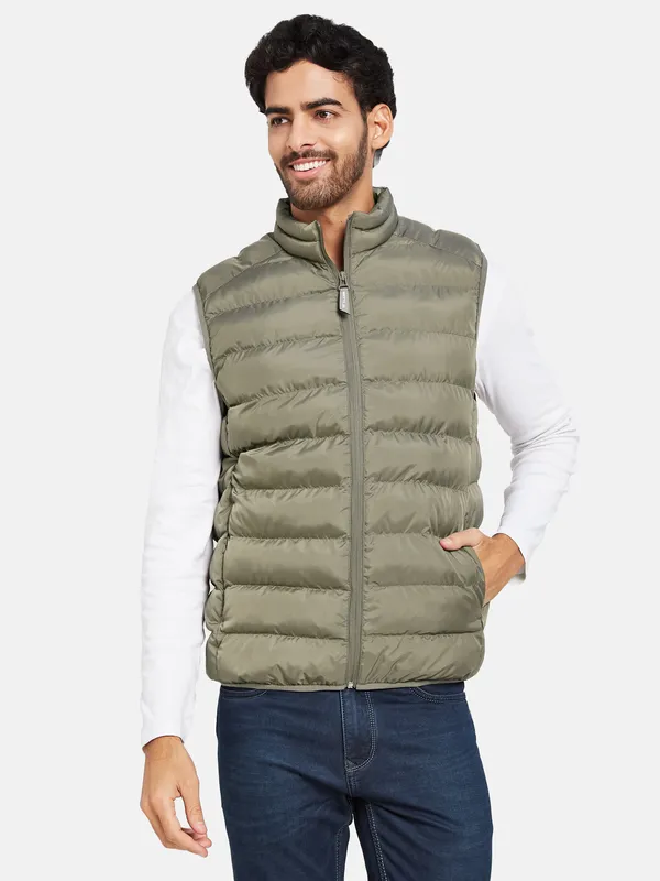 METTLE Men Olive Green Woven Jacket