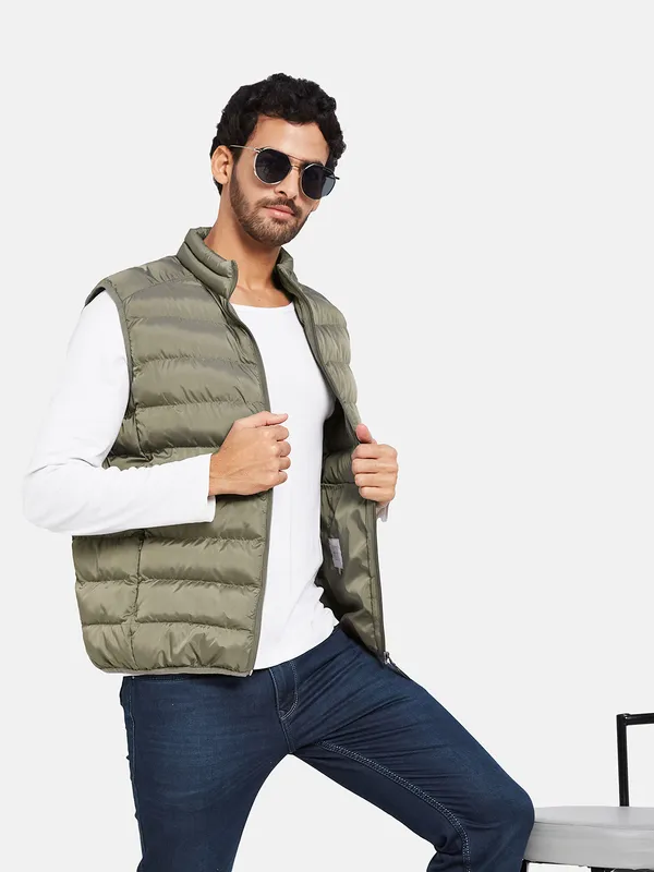 METTLE Men Olive Green Woven Jacket