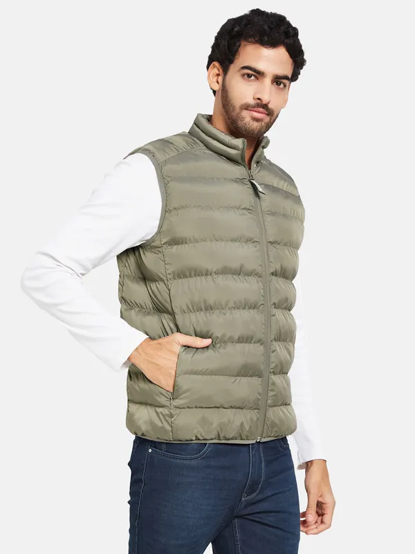 METTLE Men Olive Green Woven Jacket