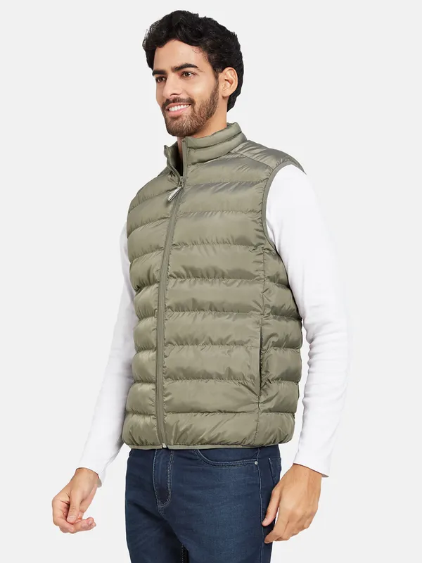 METTLE Men Olive Green Woven Jacket