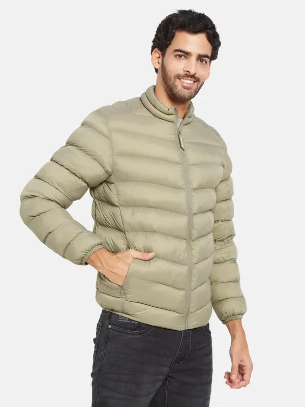 METTLE Men Olive Green Woven Jacket