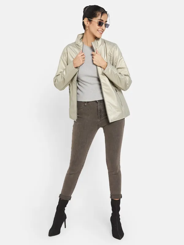 METTLE Women Beige Knitted Jacket