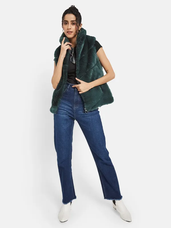 METTLE Women Green Knitted Jacket